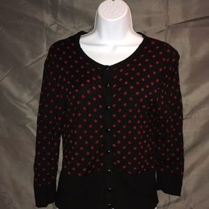 Red Black Polka Dot Cardigan Sweater